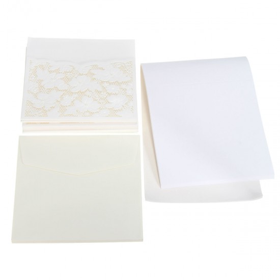 10Pcs Laser Cut Flower Hollow Out Bead Wedding Evening Invitations Cards Envelopes Seals