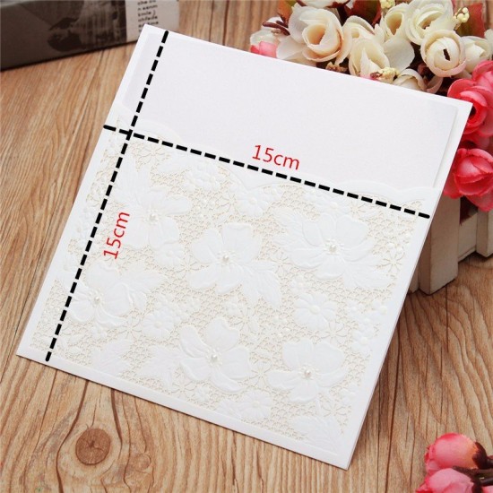 10Pcs Laser Cut Flower Hollow Out Bead Wedding Evening Invitations Cards Envelopes Seals