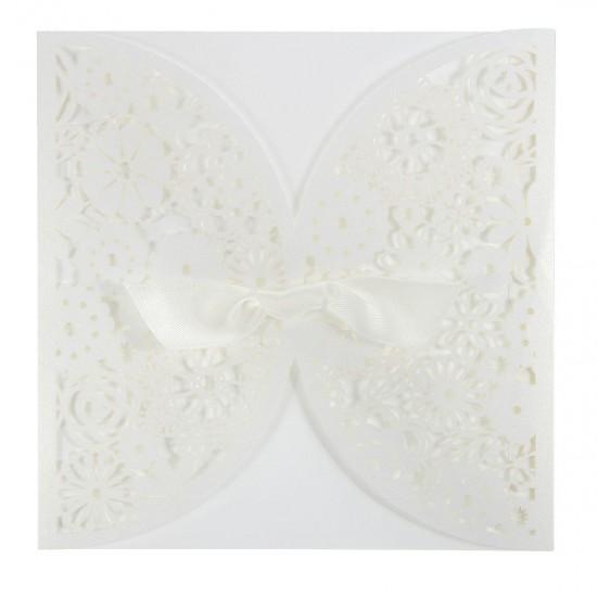 10Pcs Laser Cut Hollow Out Bowknot Wedding Evening Invitations Cards Personalized Envelopes Seals