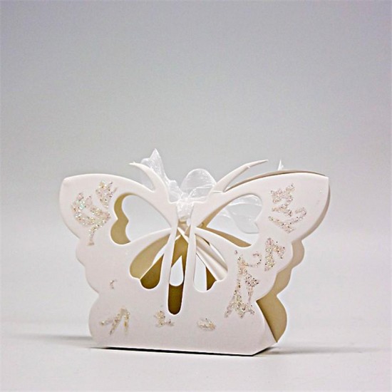 12Pcs Paper Butterfly Hollow Out Ribbon Candy Box Gift Party Wedding Favors