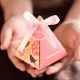 1pcs Wedding Festival Candy Box European Style Triangle Hard Paper Ribbon Party Supplier