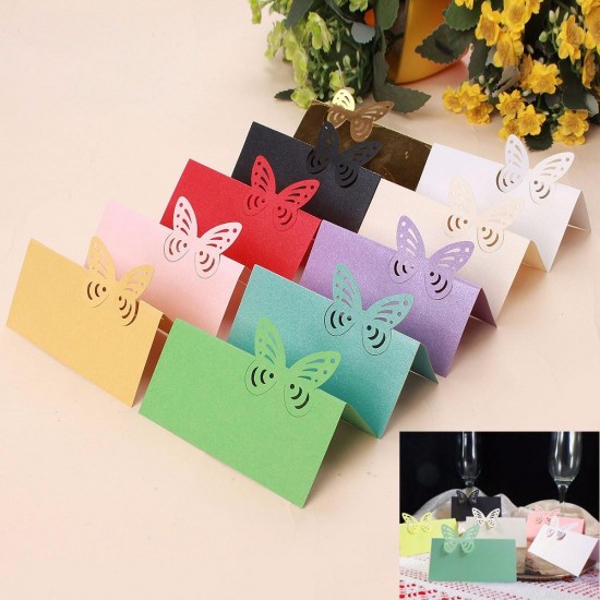 25Pcs Butterfly Laser Hollow Out Paper Table Place Name Seat Card Wedding Party Accessories