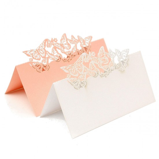 50Pcs Laser Cut Butterfly Hollow Out Paper Table Place Name Seat Card Wedding Party Accessories