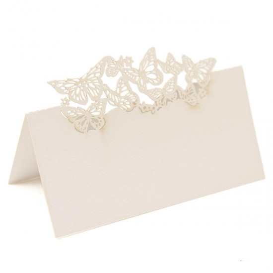 50Pcs Laser Cut Butterfly Hollow Out Paper Table Place Name Seat Card Wedding Party Accessories