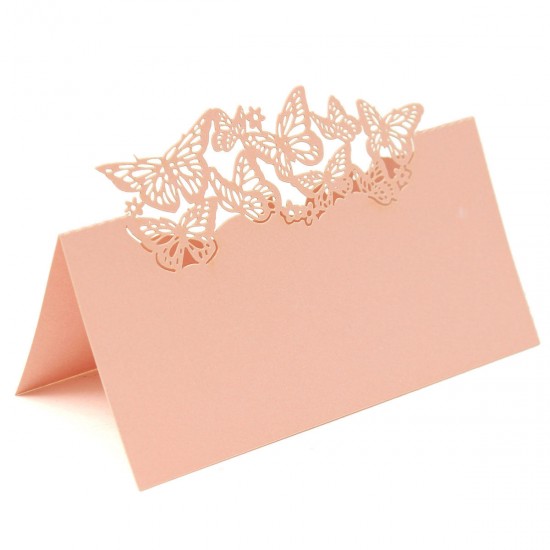 50Pcs Laser Cut Butterfly Hollow Out Paper Table Place Name Seat Card Wedding Party Accessories
