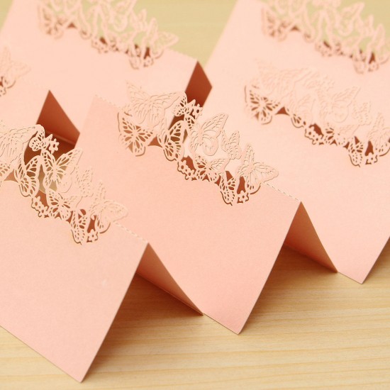 50Pcs Laser Cut Butterfly Hollow Out Paper Table Place Name Seat Card Wedding Party Accessories