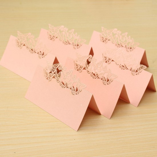 50Pcs Laser Cut Butterfly Hollow Out Paper Table Place Name Seat Card Wedding Party Accessories