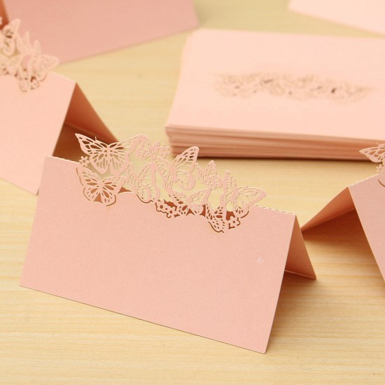 50Pcs Laser Cut Butterfly Hollow Out Paper Table Place Name Seat Card Wedding Party Accessories