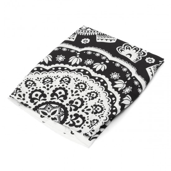 145CM Bohemia Elephant Black White Round Yoga Mat Beach Towel Shawl Wall Hanging Tapestry