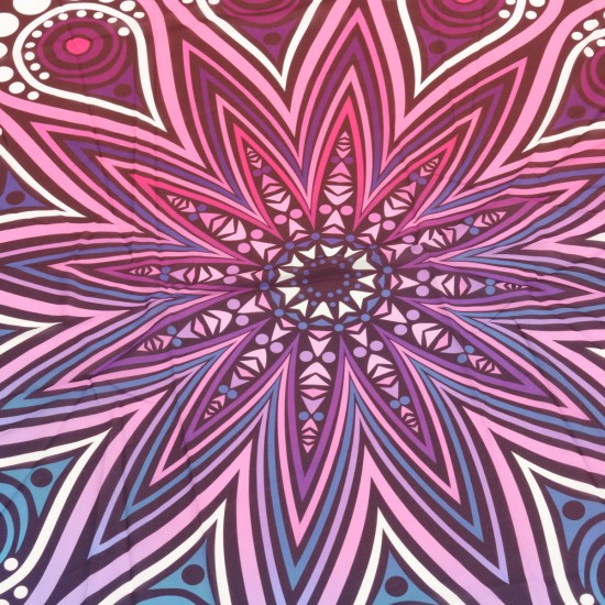 145CM Bohemia Floral Blue Purple Round Yoga Mat Beach Towel Shawl Wall Hanging Tapestry
