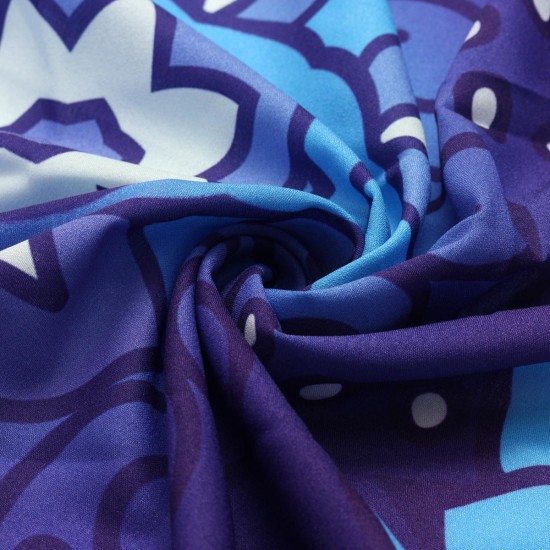 145CM Bohemia Floral Purple Blue Round Yoga Mat Beach Towel Shawl Wall Hanging Tapestry