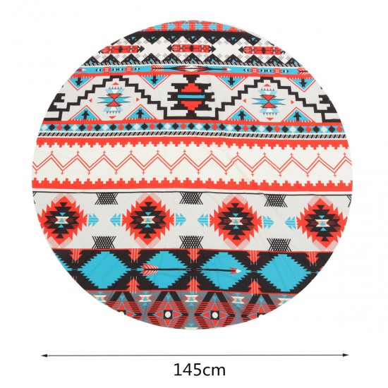 145CM Geometry Pattern Round Yoga Mat Beach Printing Throw Towel Shawl Wall Hanging Tapestry