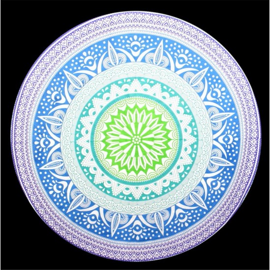 147CM Bohemia Round Yoga Mat Blue Green Beach Printing Throw Towel Shawl Wall Hanging Tapestry