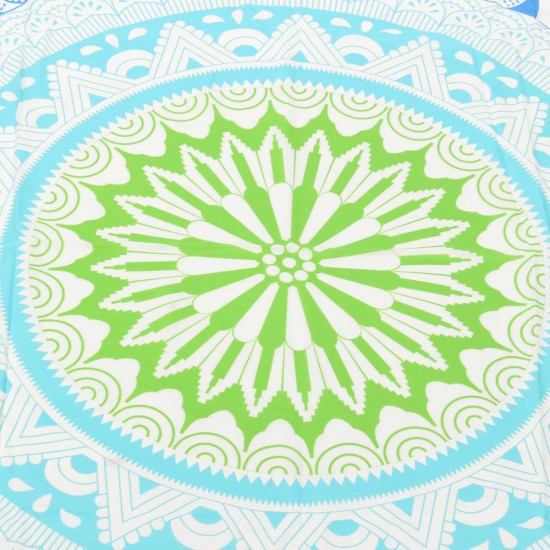 147CM Bohemia Round Yoga Mat Blue Green Beach Printing Throw Towel Shawl Wall Hanging Tapestry