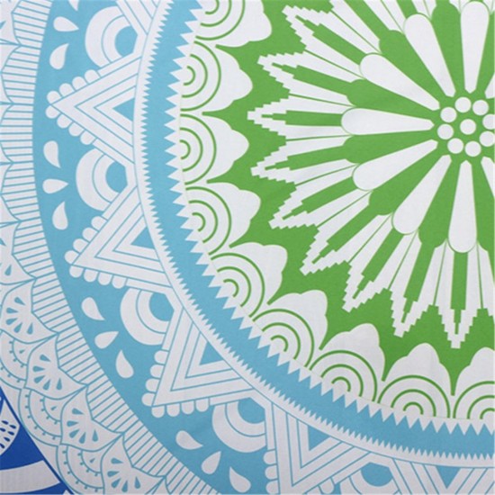 147CM Bohemia Round Yoga Mat Blue Green Beach Printing Throw Towel Shawl Wall Hanging Tapestry