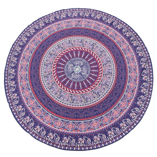 147CM Bohemia Round Yoga Purple Mat Beach Printing Throw Towel Shawl Wall Hanging Tapestry