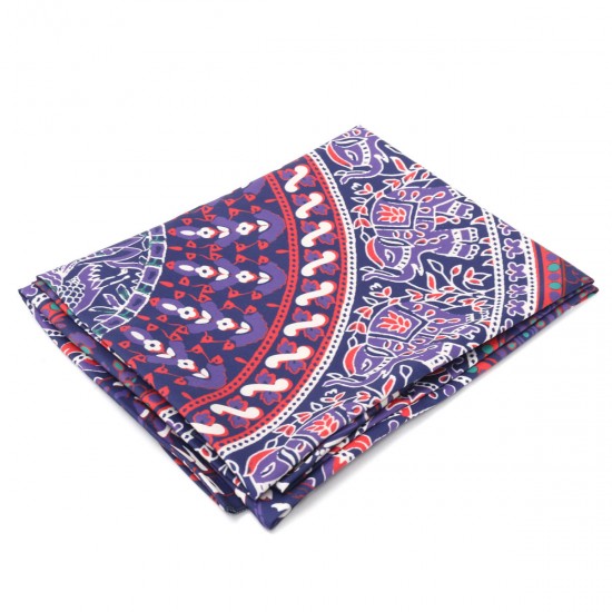 147CM Bohemia Round Yoga Purple Mat Beach Printing Throw Towel Shawl Wall Hanging Tapestry