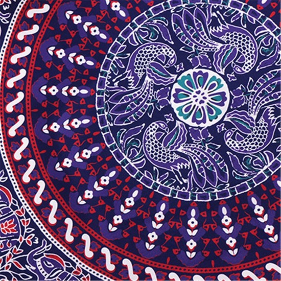 147CM Bohemia Round Yoga Purple Mat Beach Printing Throw Towel Shawl Wall Hanging Tapestry