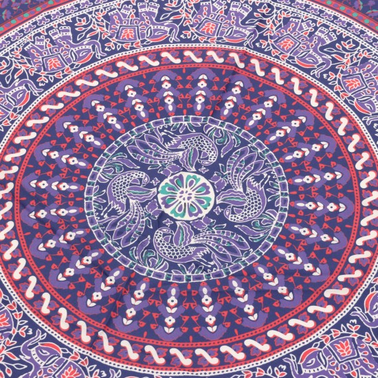 147CM Bohemia Round Yoga Purple Mat Beach Printing Throw Towel Shawl Wall Hanging Tapestry