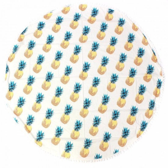 150CM Pineapple Pattern Round Yoga Mat Beach Printing Towel Shawl Wall Hanging Tapestry