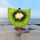 Fashion Women 3D Lemon Watermelon Fruit Printed Beach Towel Round Yoga Mat Shawl