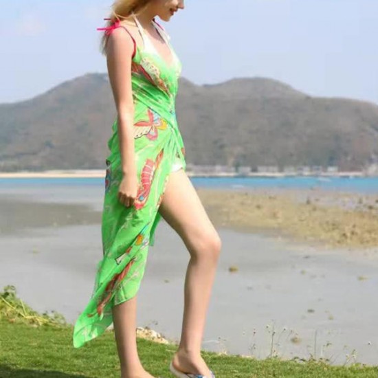 Women Lady Girls Summer Chiffon Floral Print Beach Gowns Long Sun Protaction Shawl Beach Towel