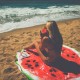 Women Summer Round Watermelon Printing Beach Towel Multi-Purpose Sunscreen Shawl Scarf
