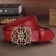 110CM Women 100% Second Layer Belt Cow Genuine Leather Flower Strap Retro Lotus Leaf Buckle Belts