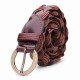 110CM Women Belt Bonded Leather Weaving Pattren Pin Buckle Strip