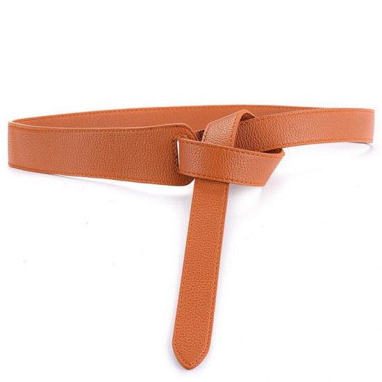 117CM Women PU Leather Girdle Ladies Dress Knot Waist Binding Belt