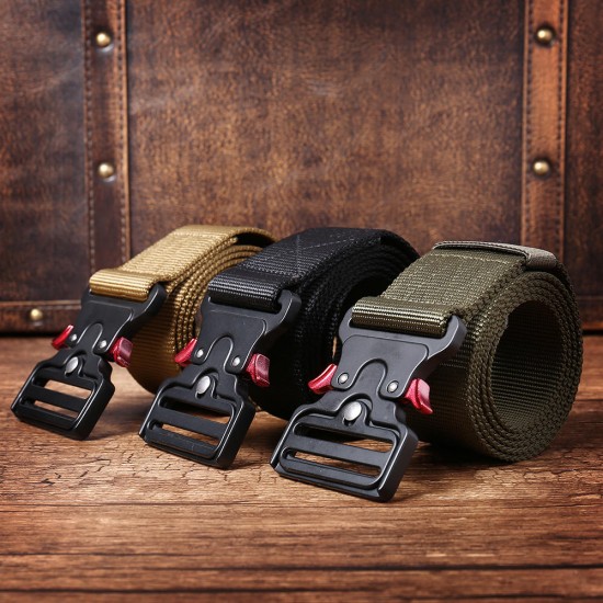 125cm 4.8cm Nylon Waist Leisure Belts Zinc Alloy Tactical Belt Quick Release Inserting Buckle