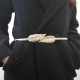 Women Unique Mental Leaves Dress Decoration Belt Stretchable Adjustable Solid Jeans Belt