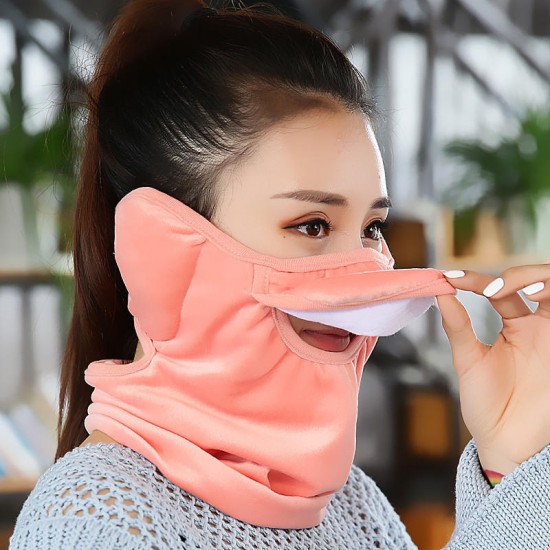 Unisex Warm Scarf Face Mask Embroidery Outdoor Riding Earmuffs Mask