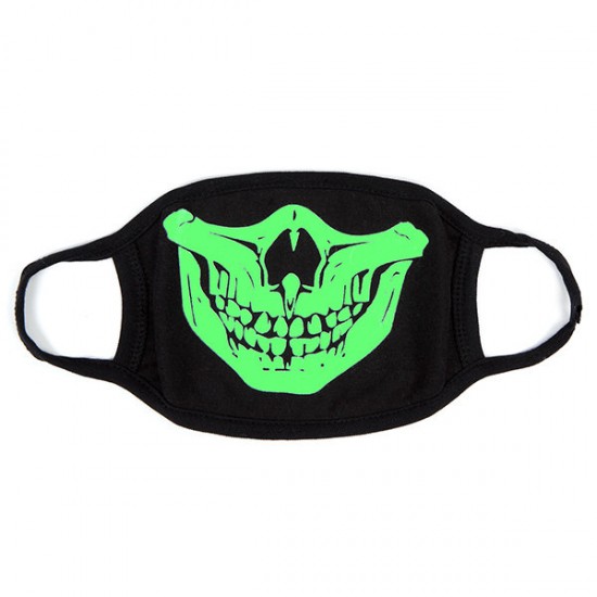 Unsiex Men Noctilucence Luminous Green Cartoon Skeleton Pattern Anti-Dust Cotton Mouth Mask