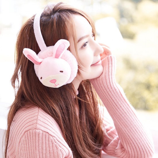 Women Cute Rabbit Pig Pattern Warm Earmuff Plush Windproof Ear Warmer