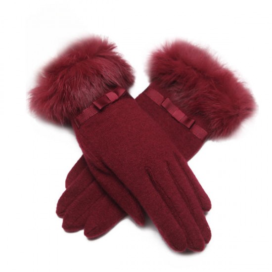 LYZA Women Autumn Warm Wool Full Fingers Gloves Winter Travel Elegant Gloves