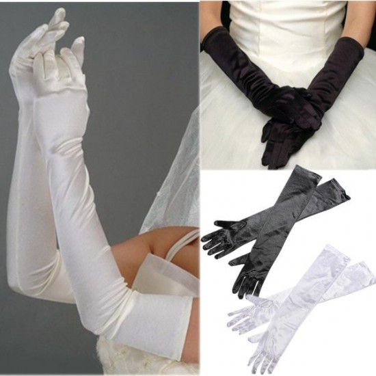 Ladies Silk Fancy Dress Prom Evening Party Long Finger Gloves