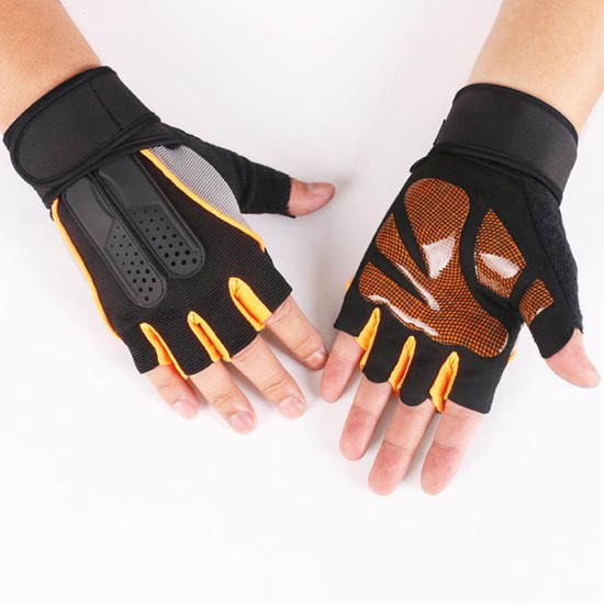 Men Women Fitness Gym Wristband Gloves Outdoor Sports Half Finger Slip Riding Gloves