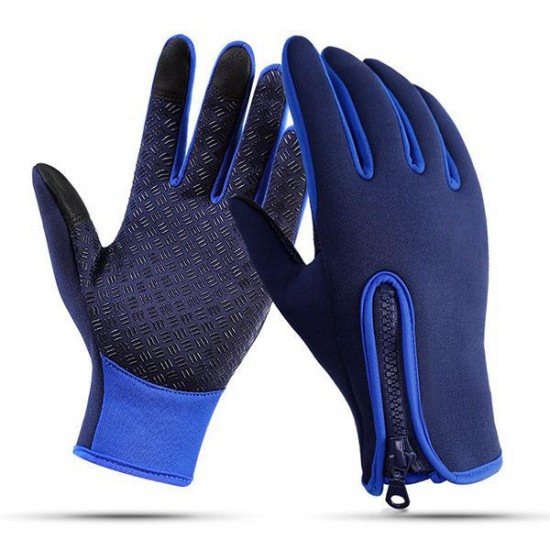 Men Women Waterproof Touch Screen Glove Winter Warm Fleece Non-slip Gloves Adjustable