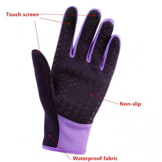 Men Women Waterproof Touch Screen Glove Winter Warm Fleece Non-slip Gloves Adjustable