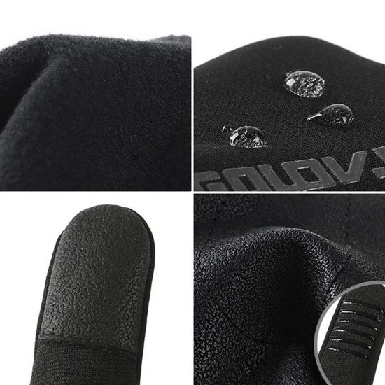 Mens Winter Riding Waterproof Touch Screen Gloves Outdoor Plus Velvet Non-slip Full Finger Glove Mens Winter Riding Waterproof Touch Screen Gloves Outdoor Plus Velvet Non-slip Full Finger Glove