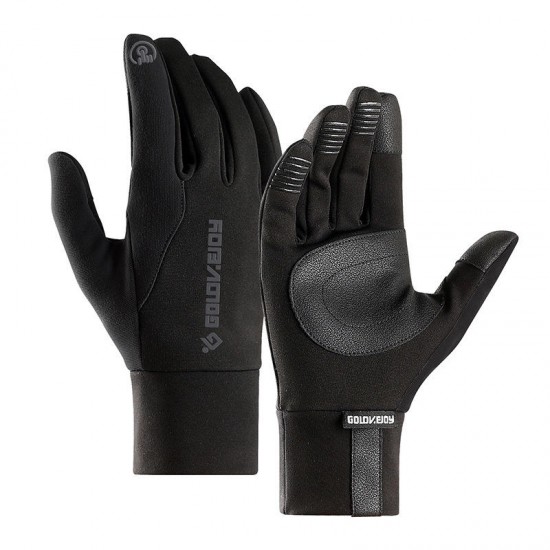 Mens Winter Riding Waterproof Touch Screen Gloves Outdoor Plus Velvet Non-slip Full Finger Glove