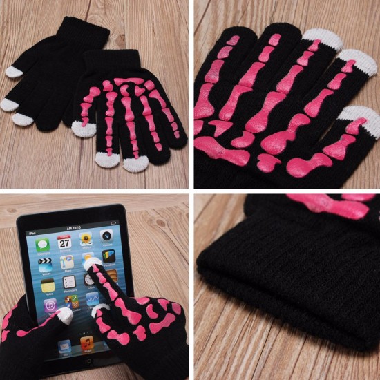 Unisex Fluorescent Touch Screen Gloves For Smartphone Tablet Full Finger Mittens