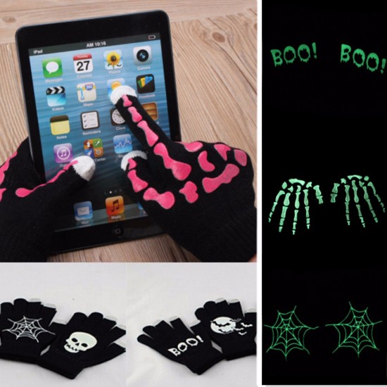 Unisex Fluorescent Touch Screen Gloves For Smartphone Tablet Full Finger Mittens