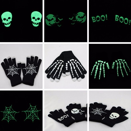 Unisex Fluorescent Touch Screen Gloves For Smartphone Tablet Full Finger Mittens