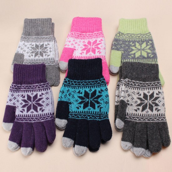 Unisex Men Women Knitted Snowflake Smartphone Touch Screen Gloves Full Finger Mittens Unisex Men Women Knitted Snowflake Smartphone Touch Screen Gloves Full Finger Mittens