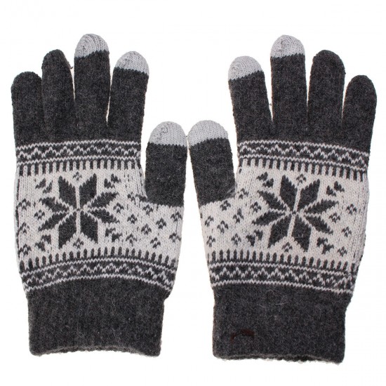 Unisex Men Women Knitted Snowflake Smartphone Touch Screen Gloves Full Finger Mittens