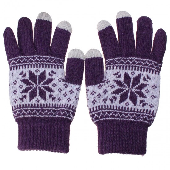 Unisex Men Women Knitted Snowflake Smartphone Touch Screen Gloves Full Finger Mittens