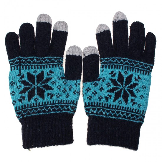 Unisex Men Women Knitted Snowflake Smartphone Touch Screen Gloves Full Finger Mittens