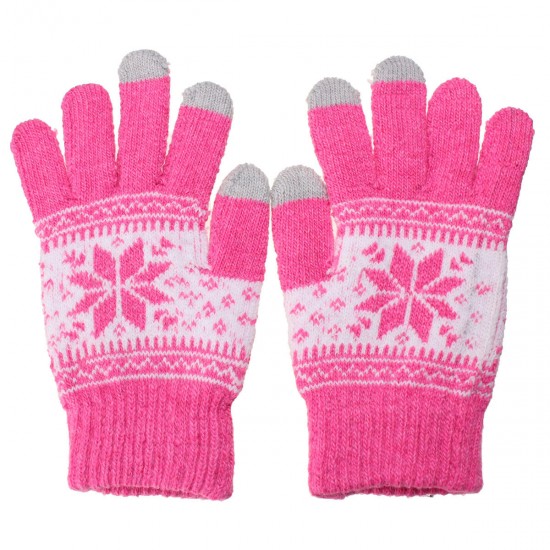 Unisex Men Women Knitted Snowflake Smartphone Touch Screen Gloves Full Finger Mittens